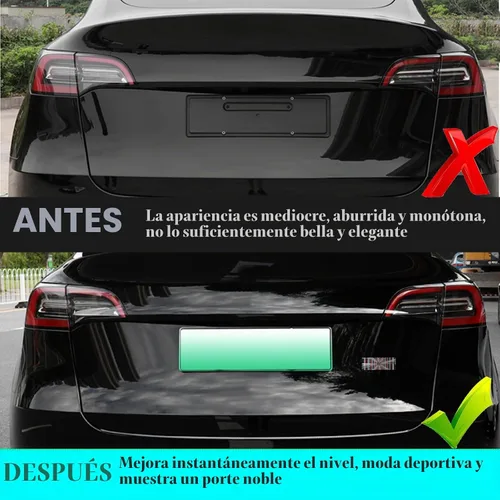 Vista 3 de YHCDSEA - Emblema de doble motor para decoración a cuadros Compatible con accesorios Tesla Model 3 Y X S (A-Plaid)
