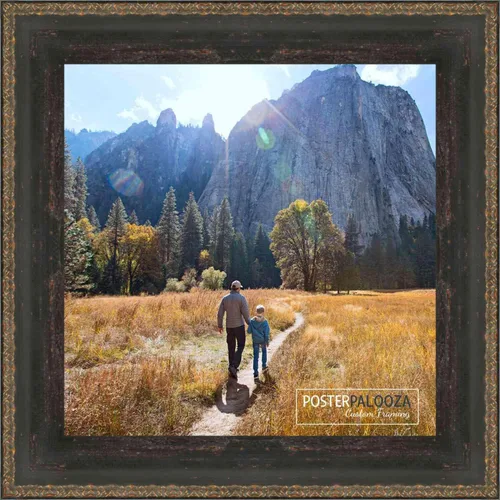 Vista 2 de Poster Palooza 5x5 Inch Traditional Black Complete Wood Square Picture Frame with UV Acrylic Plexiglass, Foam Board Backing & Hardware Included