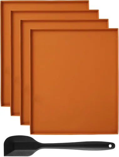 Vista 7 de 4 alfombrillas deshidratadoras de silicona, hoja de silicona antiadherente con bordes elevados, color café