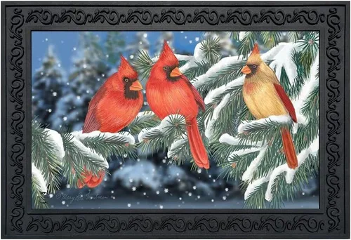 Vista 8 de Briarwood Lane - Felpudo de pájaros del invierno con cardenales