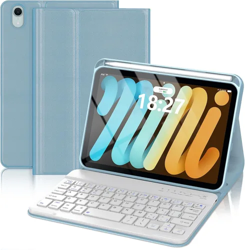 Vista 13 de Funda con teclado para iPad mini, teclado Bluetooth inalámbrico desmontable delgado con folio inteligente para Apple iPad mini 5 2019/iPad Mini 1 2