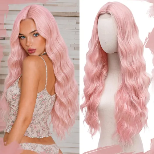 Vista 42 de Peluca larga de cobre para cosplay, peluca sintética de 26 pulgadas, parte media, regalos realistas, pelucas de fiesta para mujeres, uso diario