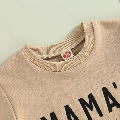 Vista 24 de Conjunto de traje de verano para bebé niño pequeño, manga corta, cuello redondo, letras impresas, lindo traje de verano, conjunto de 2 piezas