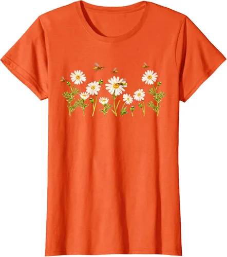 Vista 42 de Marguerites Daisy - Camiseta de verano con margaritas de jardín de flores, Negro, S