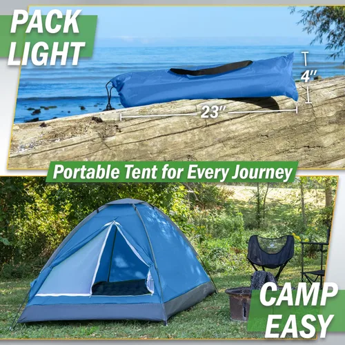 Vista 5 de 2 Person Camping Tent with Rain Fly and Carrying Bag – Lightweight Outdoor Pop Up Tents for Camping Essentials, Music Festivals, Backpacking