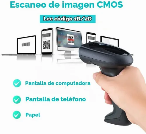 Vista 3 de NADAMOO Escáner de código de barras inalámbrico con cuna, lector de código de barras inalámbrico 2D Distancia de transmisión de 1,312.3 ft CMOS