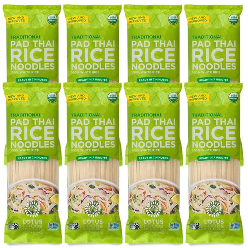 Vista 8 de Lotus Foods Fideos tailandeses orgánicos de arroz integral – Fideos de estilo asiático para salteados, sin gluten, vegano, grano entero, sin OMG