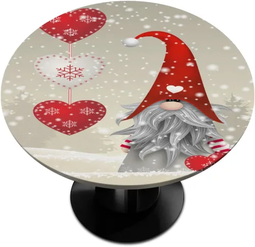 Vista 17 de Mantel redondo ajustable para árbol de Navidad de 36 a 42 pulgadas, diseño de copos de nieve, impermeable, lavable, con bordes elásticos, decoración