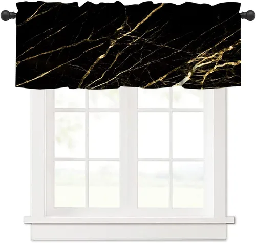 Vista 14 de Cenefa de cortina geométrica para ventanas, cenefa moderna con bolsillo para barra, 1 panel, cortinas cortas abstractas para playa, cortinas cortas