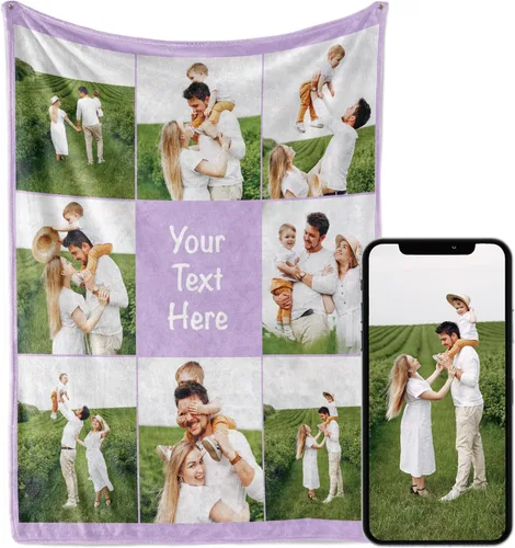 Vista 8 de Manta personalizada con imagen, se envía al día siguiente, impresa en Estados Unidos, manta de fotos personalizada, colores vibrantes, suave