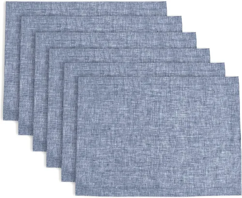 Vista 49 de Solino Home Athena - Juego de 4 manteles individuales cuadrados de lino natural claro de 14 x 14 pulgadas, manteles individuales 100 % lino puro