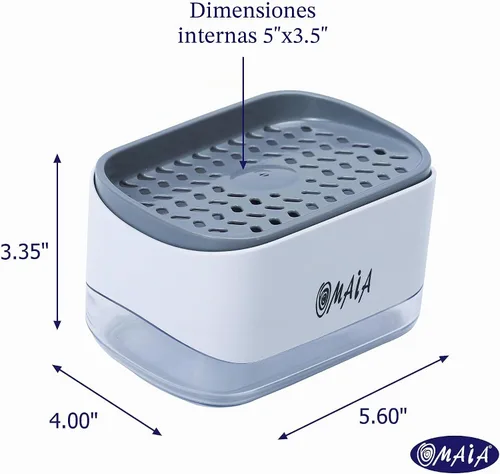Vista 5 de OMAIA Dispensador de jabón para platos 2 en 1 con soporte para esponja, dispositivo de cocina inteligente, organizador de encimera de fregadero