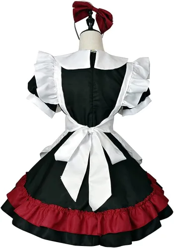 Vista 3 de Disfraz de sirvienta de vampiro para cosplay, traje gótico de Little Devil, para café, Halloween, conjunto completo