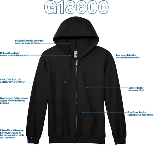 Vista 11 de Gildan Sudadera con capucha y cremallera completa para hombre