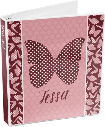 Vista 4 de Carpeta personalizada de 3 anillas con diseño de mariposas y lunares, 1 pulgada