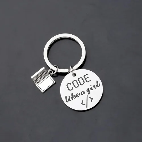 Vista 3 de TIIMG Code Like A Girl Llavero Coder Mujer Coder Llavero Coder Regalo Programador Regalo Joyería CSS Regalo
