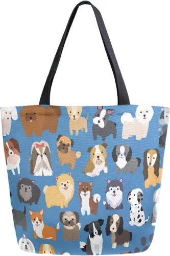 Vista 25 de Naanle Bolsa de lona para mujer, bolso de hombro casual con hoja de palma, reutilizable, multiusos, resistente, para compras, comestibles, algodón