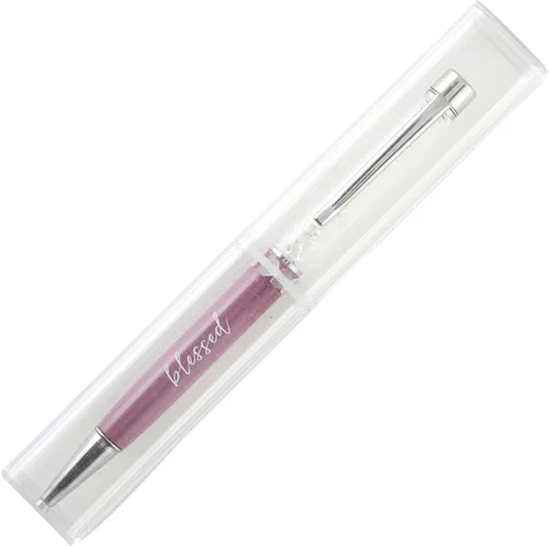 Vista 2 de Crystal Pen Blessed is She Who Has Believed Crystal Bolígrafo de 5 1/2 pulgadas