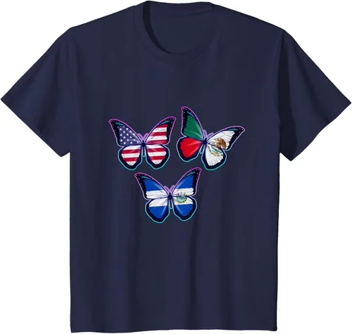 Vista 82 de Multiculti Heritage. Camiseta El Salvador México y Estados Unidos