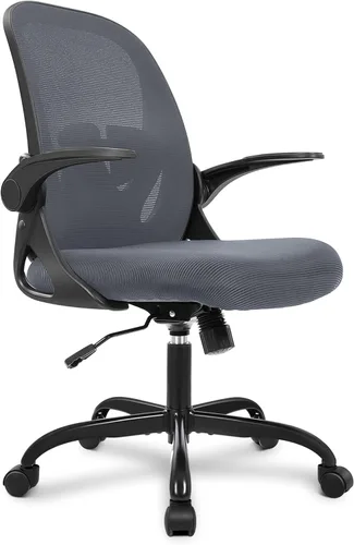 Vista 11 de Primy Silla de Oficina Ergonómica Silla de Escritorio con Reposabrazos Abatibles Silla de Escritorio Giratoria de Malla Transpirable para Negro