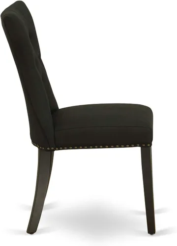 Vista 8 de East West Furniture DLGA5-BLK-24 - Juego de mesa de cocina de 5 piezas para 4 personas, incluye una mesa de comedor redonda con gotas y 4 sillas
