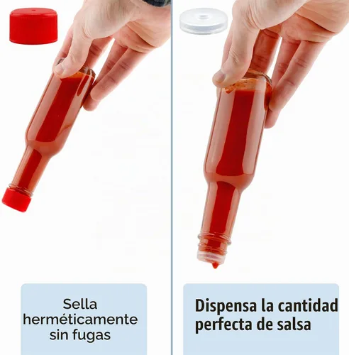 Vista 5 de Cornucopia Brands Mini botellas de salsa picante de 3 onzas (paquete de 24) botellas de salsa pequeña con tapas rojas, insertos de gotero y bandas