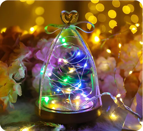 Vista 3 de Metaku 4 luces de hadas de 33 pies, funciona con pilas, 100 luces LED, luces parpadeantes, impermeables, luz de Navidad, mini luces decorativas