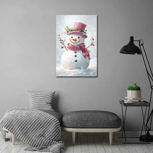 Vista 6 de MNFGMH Arte de pared de muñeco de nieve de Navidad, impresión en lienzo de vacaciones de invierno, imagen pintura de Navidad, regalo festivo