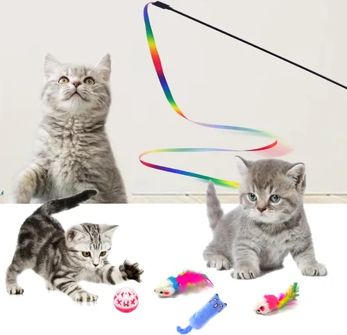 Vista 6 de Kit de iniciación para gatitos Hlimior - Juego de 15 piezas con todo lo esencial para gatos, incluye caja de arena, juguetes, collares, almohadilla