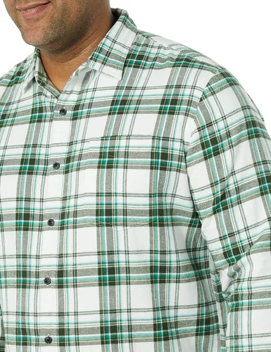 Vista 86 de Amazon Essentials Camisas de franela de manga larga para hombre, corte ajustado, a cuadros con botones
