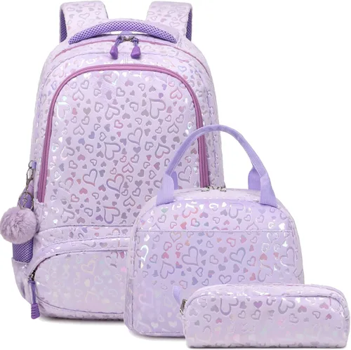 Vista 38 de Juego de mochila para niñas y adolescentes, mochila escolar para niños con bolsa para el almuerzo, estuche para lápices, mochilas escolares