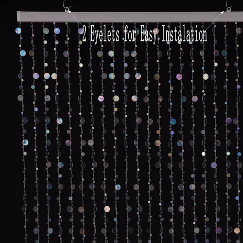 Vista 6 de Cortina de puerta con cuentas de cristal iridiscente en forma de burbuja para separar ambientes, decoración de fiesta de boda para el hogar