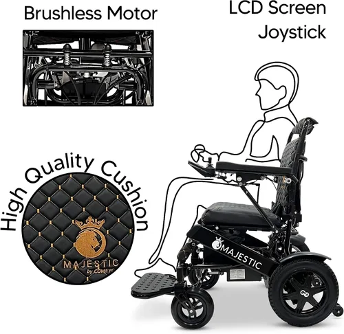 Vista 6 de Majestic - Sillas de ruedas eléctricas para adultos, capacidad de 330 libras, alcance de hasta 19 millas, asiento de 20 pulgadas de ancho, silla