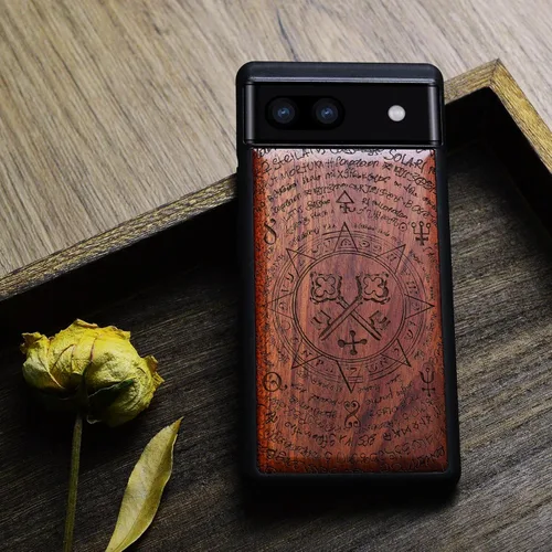 Vista 8 de Carveit Funda de madera para Pixel 6a 2022 [madera natural y TPU suave negro] a prueba de golpes, funda de madera única compatible con Google Pixel