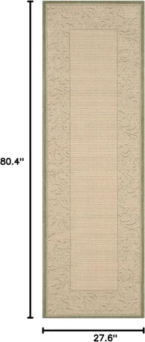 Vista 2 de SAFAVIEH Courtyard Collection - Alfombra de pasillo, 2 pies 3 pulgadas x 6 pies 7 pulgadas, color verde oliva y natural, no desprende pelusa