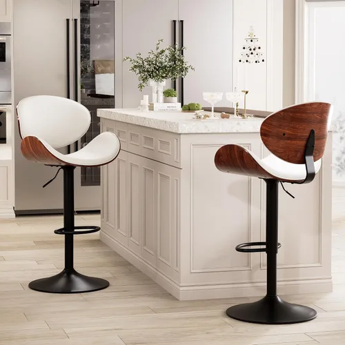 Vista 11 de Kidol & Shellder Taburetes de bar individuales grandes con respaldo de 21 pulgadas, sillas de bar modernas giratorias de altura ajustable, taburetes