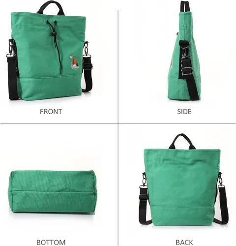 Vista 3 de Bolso bandolero de lona para mujer, estilo informal, con bordado de sol