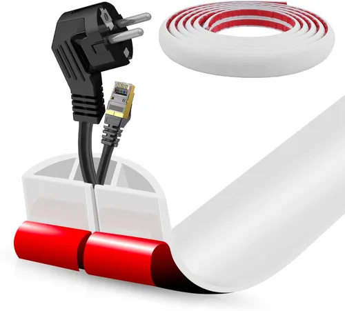 Vista 43 de Cubierta autoadhesiva para cables de suelo, gestión de cables de 3.3 pies, protector de tira de extensión para cables, evita tropiezos de cables