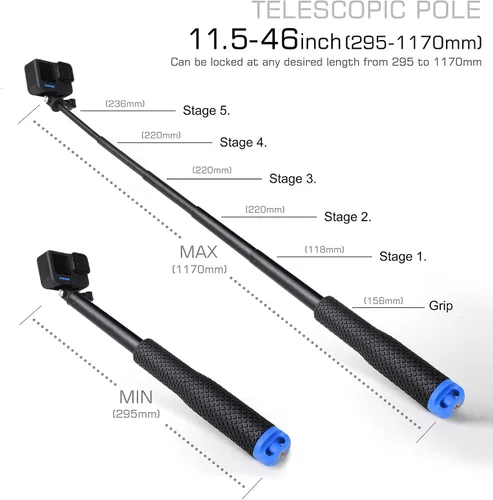 Vista 4 de GEPULY 46 ''impermeable Selfie Stick Underwater Hand Grip para GoPro Azul