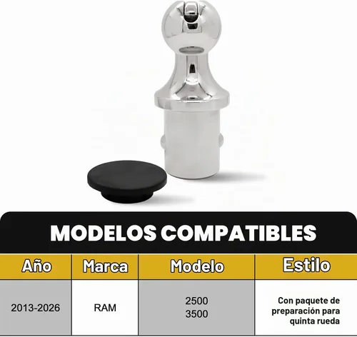 Vista 2 de 60601 - Bola de enganche de cuello de cisne con sistema de disco, compatible con Dodge RAM 2500 3500 2013-2025, bola de cuello de cisne de 2-5/16