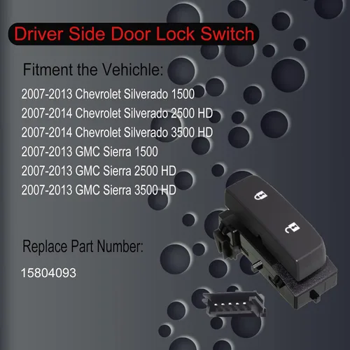 Vista 5 de Reemplazo del interruptor de la ventana eléctrica del lado del conductor, cerradura de puerta y espejo para Chevrolet Silverado 2007-2014 2007-2014