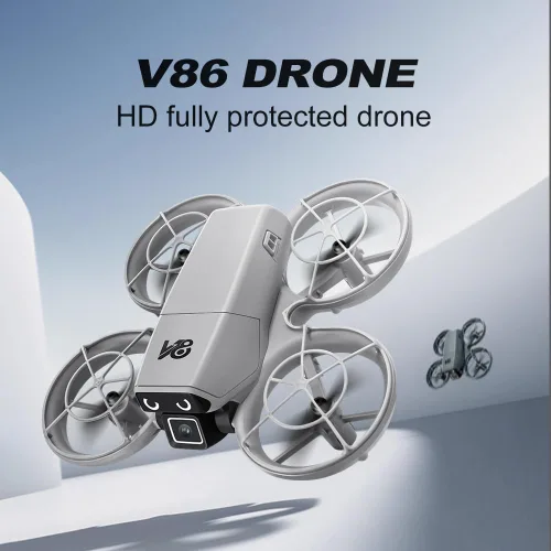 Vista 5 de Mini dron RC con cámara, hecho de material ABS duradero y con un diseño de hélice de protección completa para reducir eficazmente los riesgos