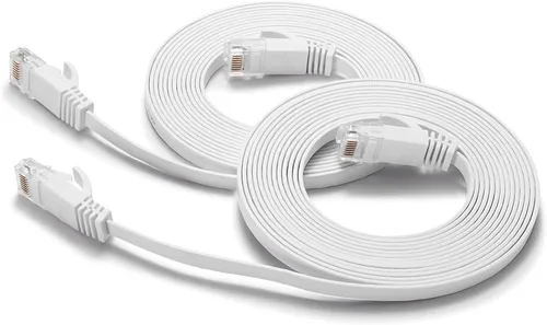 Vista 9 de BUSOHE Cable Ethernet Cat6 de 20 pies, color blanco, Cat-6 plano RJ45 para computadora, Internet LAN, red Ethernet, cable de conexión Ethernet - 20