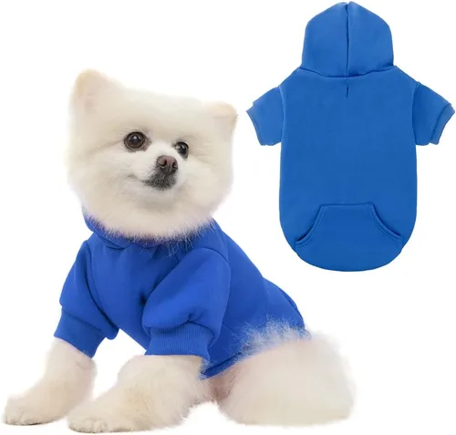 Vista 9 de KOOLTAIL Sudadera básica con capucha para perro, suave y cálida, con agujero para correa y con bolsillo, abrigo de invierno para perros, ropa