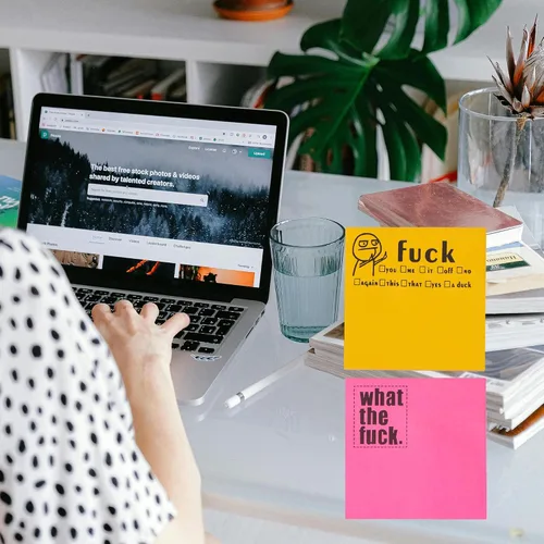 Vista 7 de Fresh Outta Fucks - Juego de notas adhesivas divertidas y bolígrafo, regalo de elefante blanco, divertido accesorio de escritorio, regalos