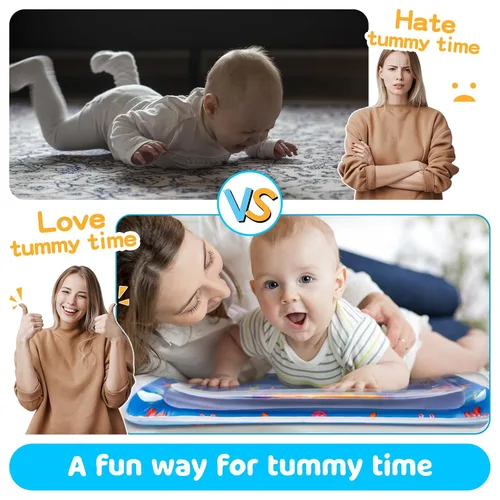 Vista 2 de Yeeeasy Alfombra de agua para el tiempo boca abajo Alfombra de agua inflable para el tiempo boca abajo para bebés, bebés y niños pequeños de 3 a