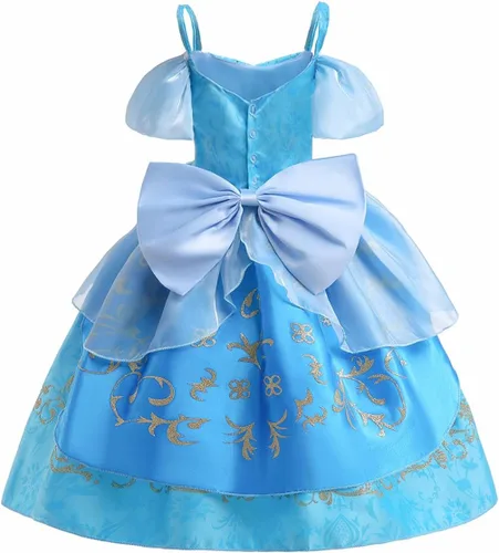 Vista 46 de Vestido de cumpleaños de princesa Cenicienta para niñas, disfraz de Halloween, concurso de Navidad, fiesta de baile con accesorios