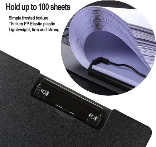 Vista 4 de Carpeta portapapeles plegable A4, carpeta portapapeles de oficina con clip de metal de doble clip, portapapeles de almacenamiento plegable de 360