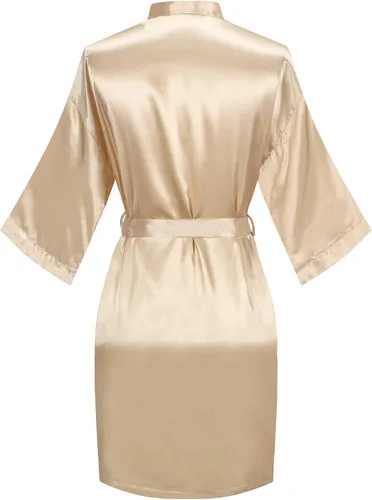 Vista 2 de kimono corto para mujer, bata de satén para bodas