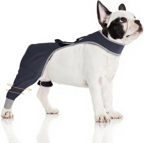 Vista 9 de Funda para perro para evitar lamer la pierna trasera, alternativa al collar cónico, proporciona protección contra heridas, manga de pierna trasera
